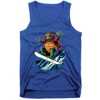 Funny Gift Turtle On A Snowboard Snowboarding Tank Top