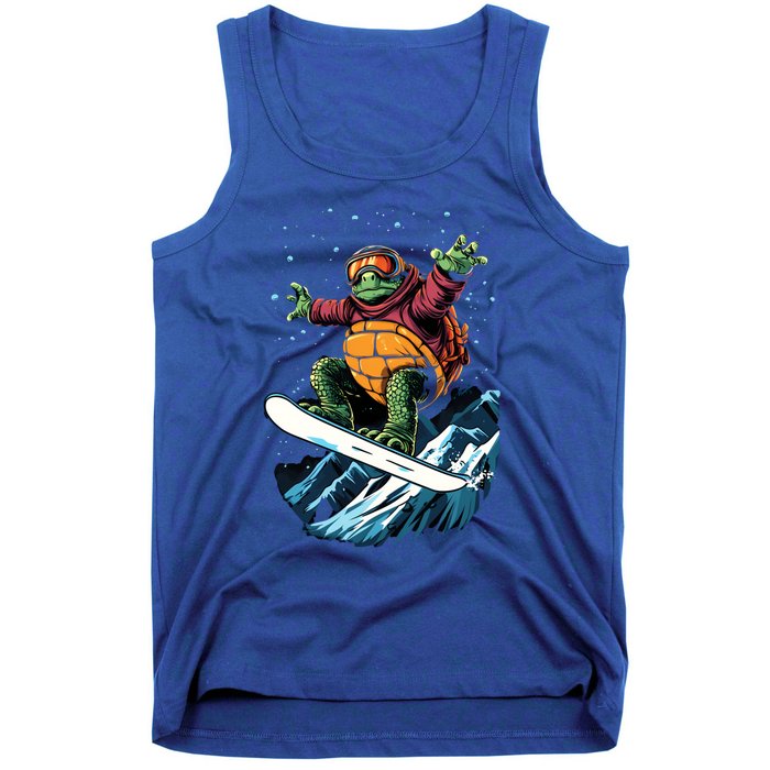 Funny Gift Turtle On A Snowboard Snowboarding Tank Top