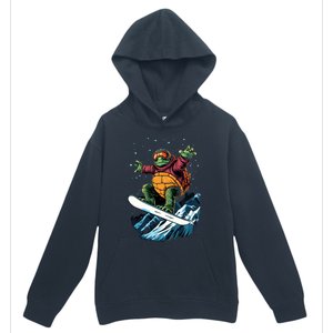 Funny Gift Turtle On A Snowboard Snowboarding Urban Pullover Hoodie