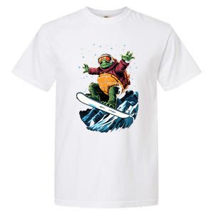 Funny Gift Turtle On A Snowboard Snowboarding Garment-Dyed Heavyweight T-Shirt