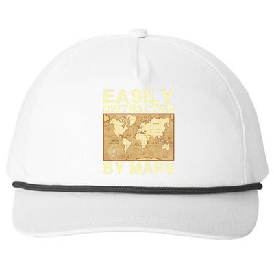 Funny Geography Teacher Easily Distracted By Maps Snapback Five-Panel Rope Hat