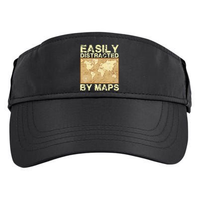 Funny Geography Teacher Easily Distracted By Maps Adult Drive Performance Visor