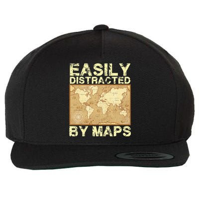 Funny Geography Teacher Easily Distracted By Maps Wool Snapback Cap