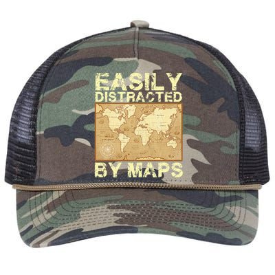 Funny Geography Teacher Easily Distracted By Maps Retro Rope Trucker Hat Cap