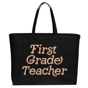 First Grade Teacher Retro Back To School 1St Grade Funny Gift Cotton Canvas Jumbo Tote