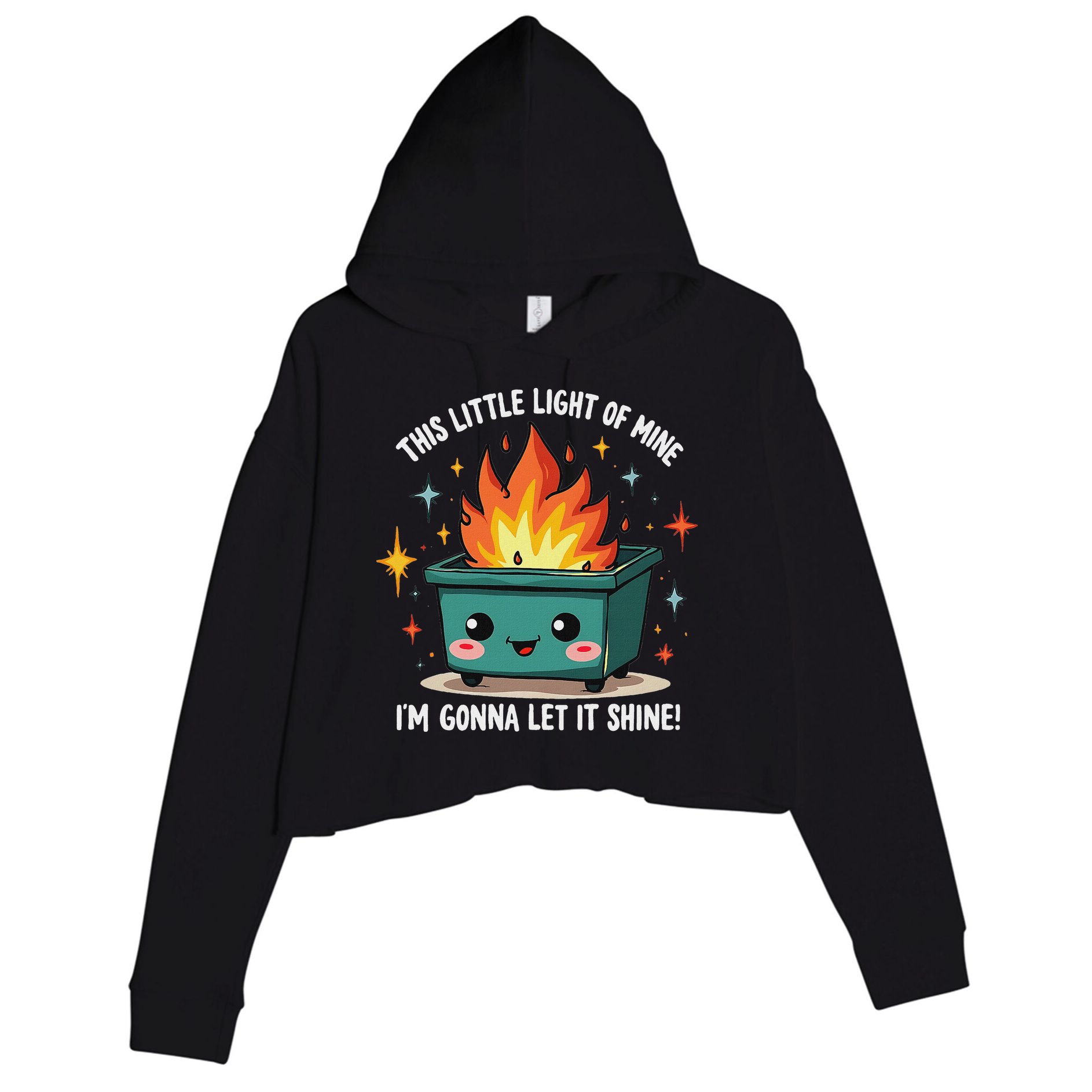 Fun Groovy This Little Light Of Mine Emotional Dumpster Fire Crop Fleece Hoodie