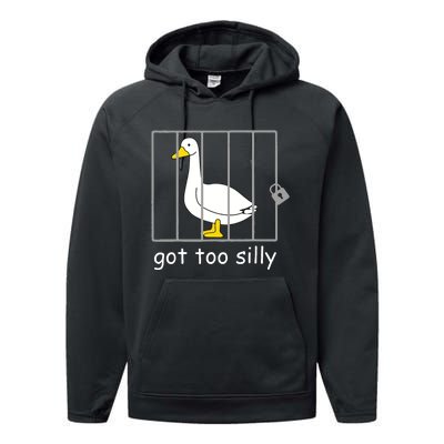 Funny Got Too Silly Women Silly Goose Performance Fleece Hoodie