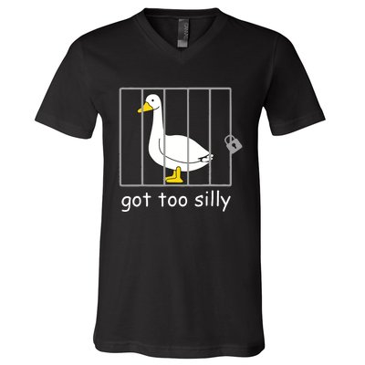 Funny Got Too Silly Women Silly Goose V-Neck T-Shirt