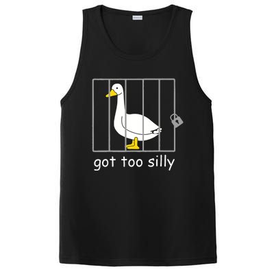 Funny Got Too Silly Women Silly Goose PosiCharge Competitor Tank