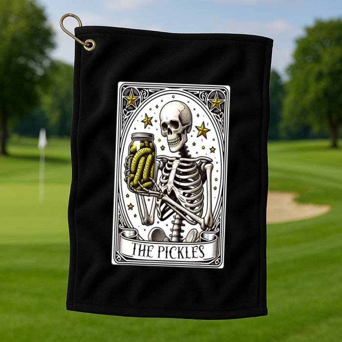 Funny Gardener The Pickle Skeleton Cucumber Gift Golf Towel