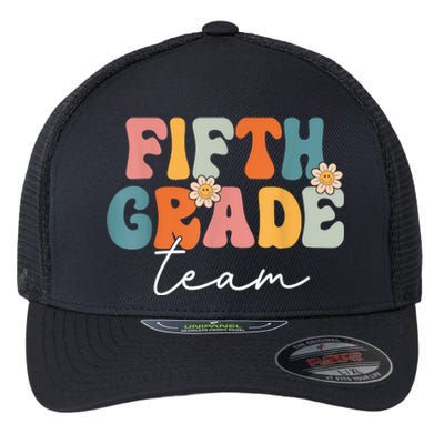 Fifth Grade Team Retro Groovy Back To School 5th Grade Flexfit Unipanel Trucker Cap