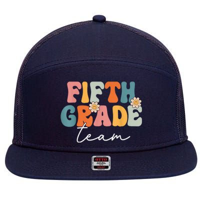 Fifth Grade Team Retro Groovy Back To School 5th Grade 7 Panel Mesh Trucker Snapback Hat