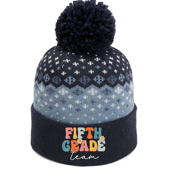 Fifth Grade Team Retro Groovy Back To School 5th Grade The Baniff Cuffed Pom Beanie