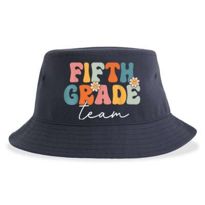 Fifth Grade Team Retro Groovy Back To School 5th Grade Sustainable Bucket Hat