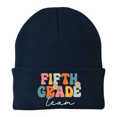 Fifth Grade Team Retro Groovy Back To School 5th Grade Knit Cap Winter Beanie