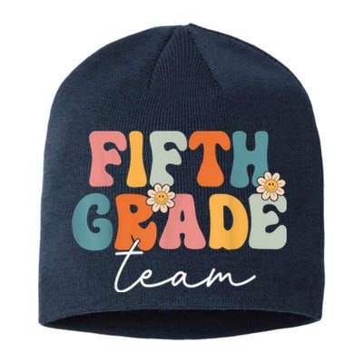 Fifth Grade Team Retro Groovy Back To School 5th Grade Sustainable Beanie