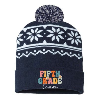 Fifth Grade Team Retro Groovy Back To School 5th Grade USA-Made Snowflake Beanie