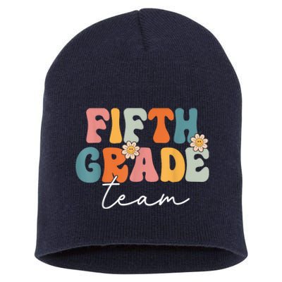 Fifth Grade Team Retro Groovy Back To School 5th Grade Short Acrylic Beanie