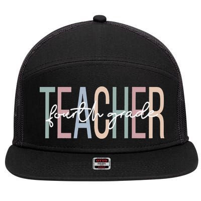 Fourth Grade Teacher Boho 4th Grade Teacher 7 Panel Mesh Trucker Snapback Hat