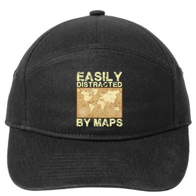 Funny Geography Teacher Easily Distracted By Maps 7-Panel Snapback Hat