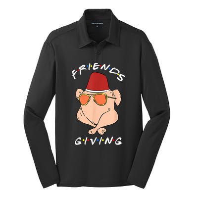 Friends Giving Turkey Diner Thanksgiving Happy Friendsgiving Gift Silk Touch Performance Long Sleeve Polo