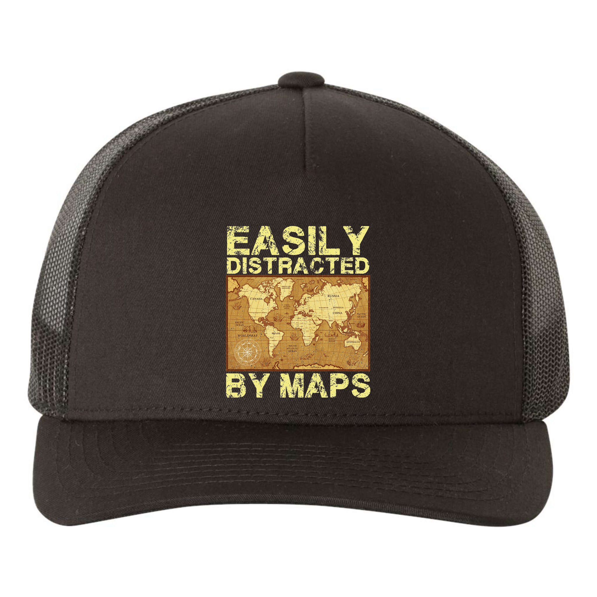 Funny Geography Teacher Easily Distracted By Maps Yupoong Adult 5-Panel Trucker Hat