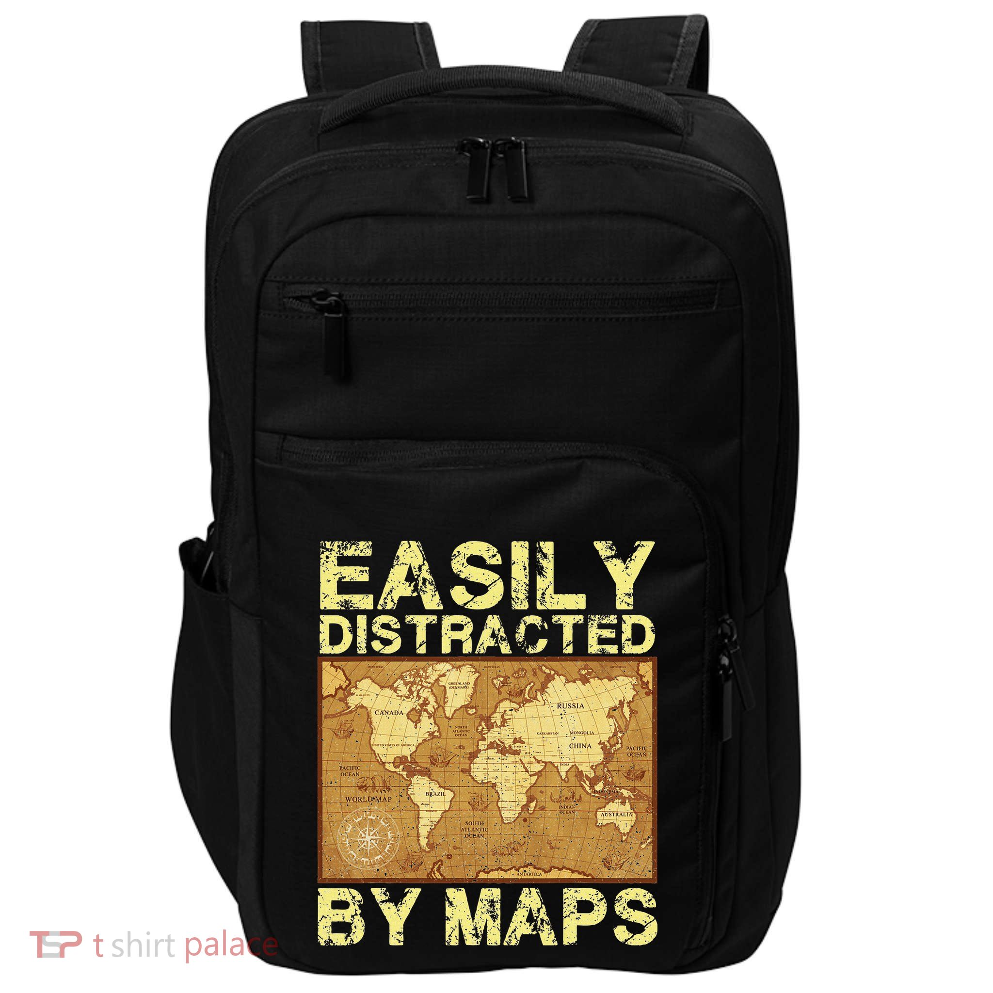 Funny Geography Teacher Easily Distracted By Maps Impact Tech Backpack