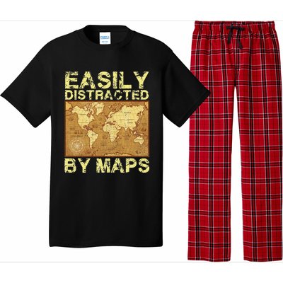 Funny Geography Teacher Easily Distracted By Maps Pajama Set