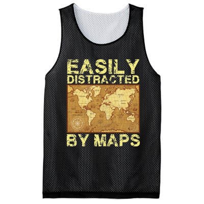 Funny Geography Teacher Easily Distracted By Maps Mesh Reversible Basketball Jersey Tank