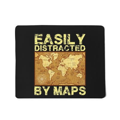 Funny Geography Teacher Easily Distracted By Maps Mousepad