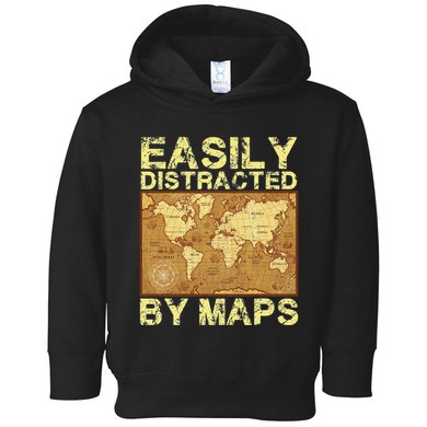 Funny Geography Teacher Easily Distracted By Maps Toddler Hoodie