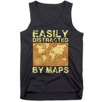 Funny Geography Teacher Easily Distracted By Maps Tank Top