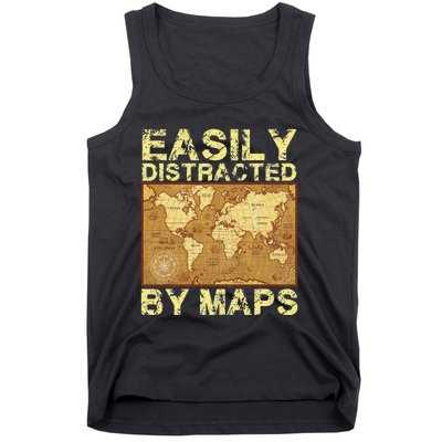 Funny Geography Teacher Easily Distracted By Maps Tank Top