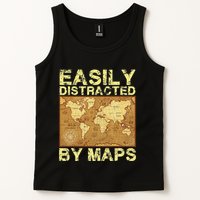 Funny Geography Teacher Easily Distracted By Maps Tank Top