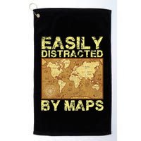 Funny Geography Teacher Easily Distracted By Maps Golf Towel