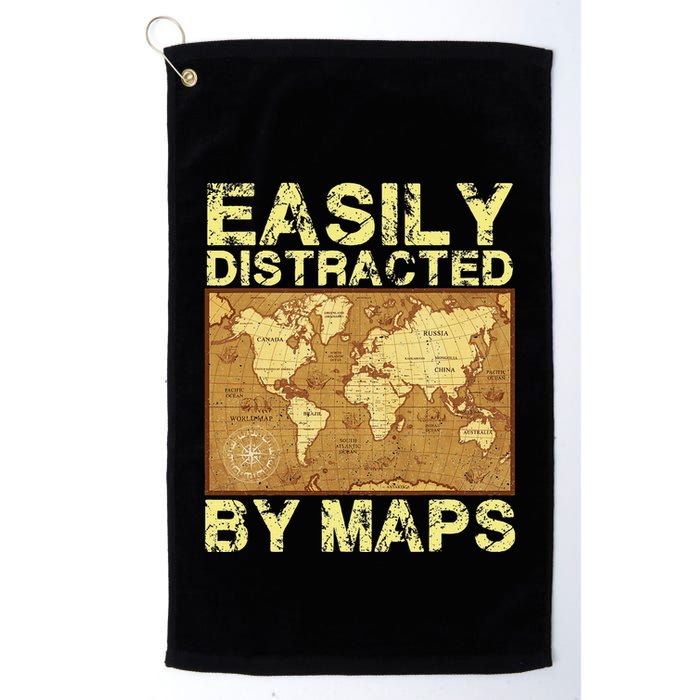 Funny Geography Teacher Easily Distracted By Maps Golf Towel