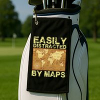 Funny Geography Teacher Easily Distracted By Maps Golf Towel