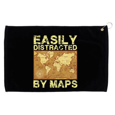 Funny Geography Teacher Easily Distracted By Maps Grommeted Golf Towel