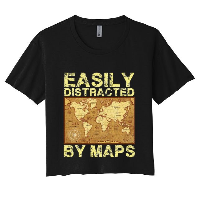 Funny Geography Teacher Easily Distracted By Maps Crop Top