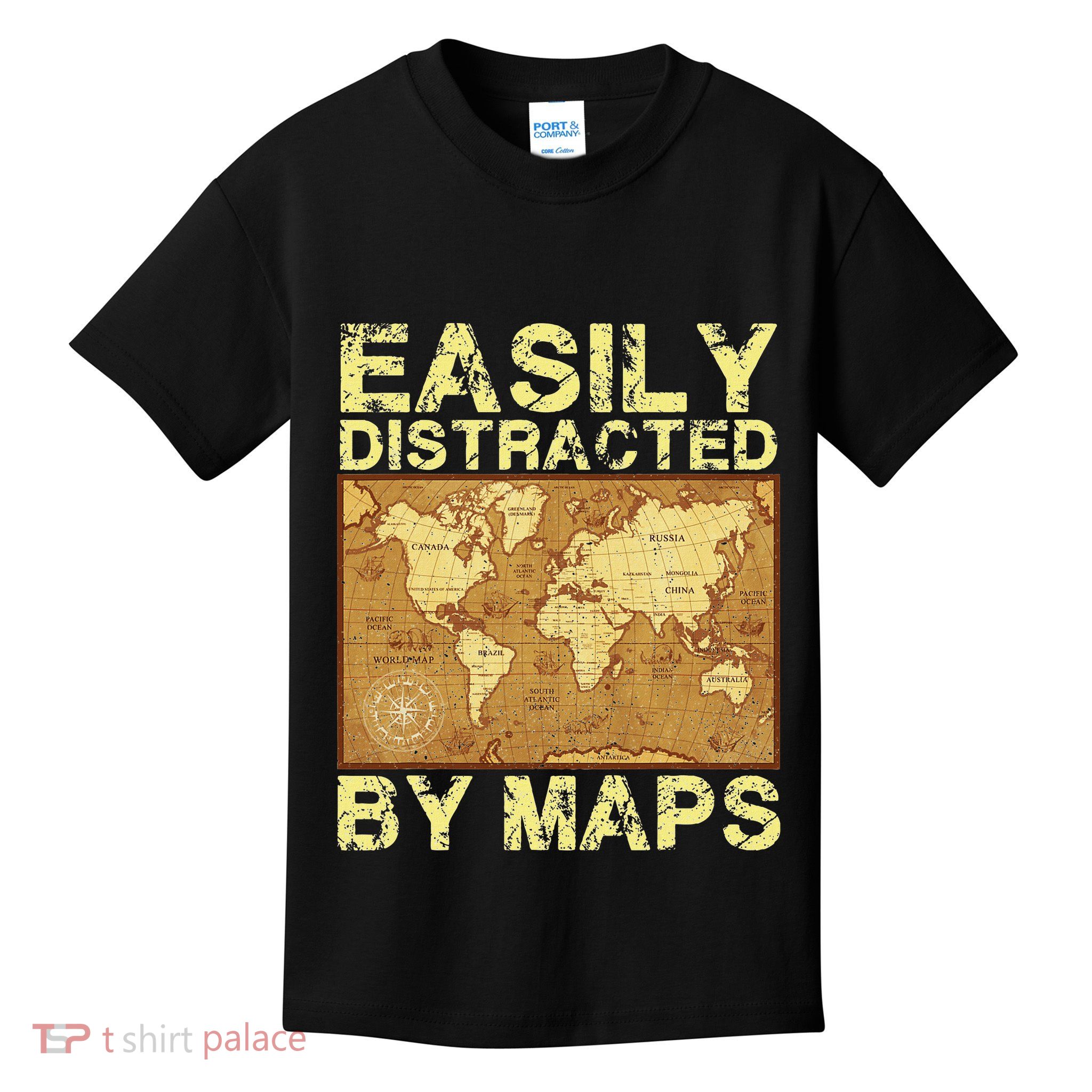 Funny Geography Teacher Easily Distracted By Maps Kids T-Shirt