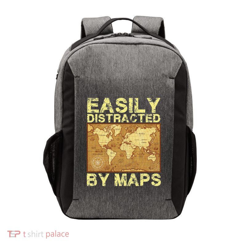Funny Geography Teacher Easily Distracted By Maps Vector Backpack
