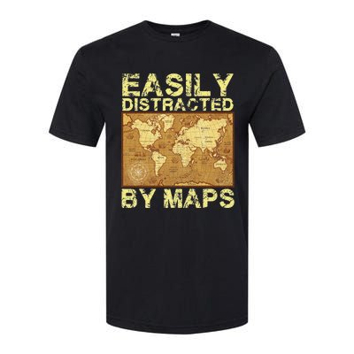 Funny Geography Teacher Easily Distracted By Maps Softstyle CVC T-Shirt