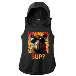 Funny Graphic Teens Capybara Ladies PosiCharge Tri-Blend Wicking Draft Hoodie Tank