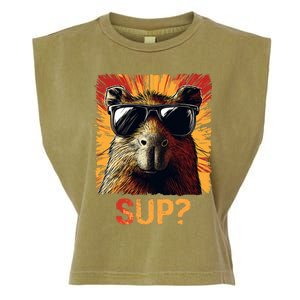 Funny Graphic Teens Capybara Garment-Dyed Women's Muscle Tee