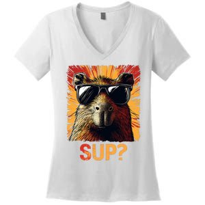 Funny Graphic Teens Capybara Women's V-Neck T-Shirt