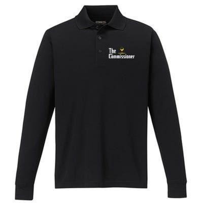 Funny Golfer The Commissioner Golf League Golfing Performance Long Sleeve Polo