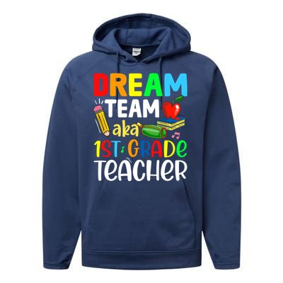 First Grade Teachers Dream Team Aka 1St Grade Teacher Gift Performance Fleece Hoodie