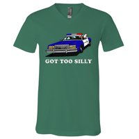 Funny Got Too Silly Goose V-Neck T-Shirt