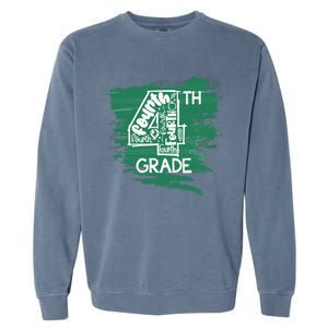 Fourth Grade Typography Teacher First Day Of School Long Sleeve Garment-Dyed Sweatshirt