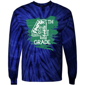 Fourth Grade Typography Teacher First Day Of School Long Sleeve Tie-Dye Long Sleeve Shirt